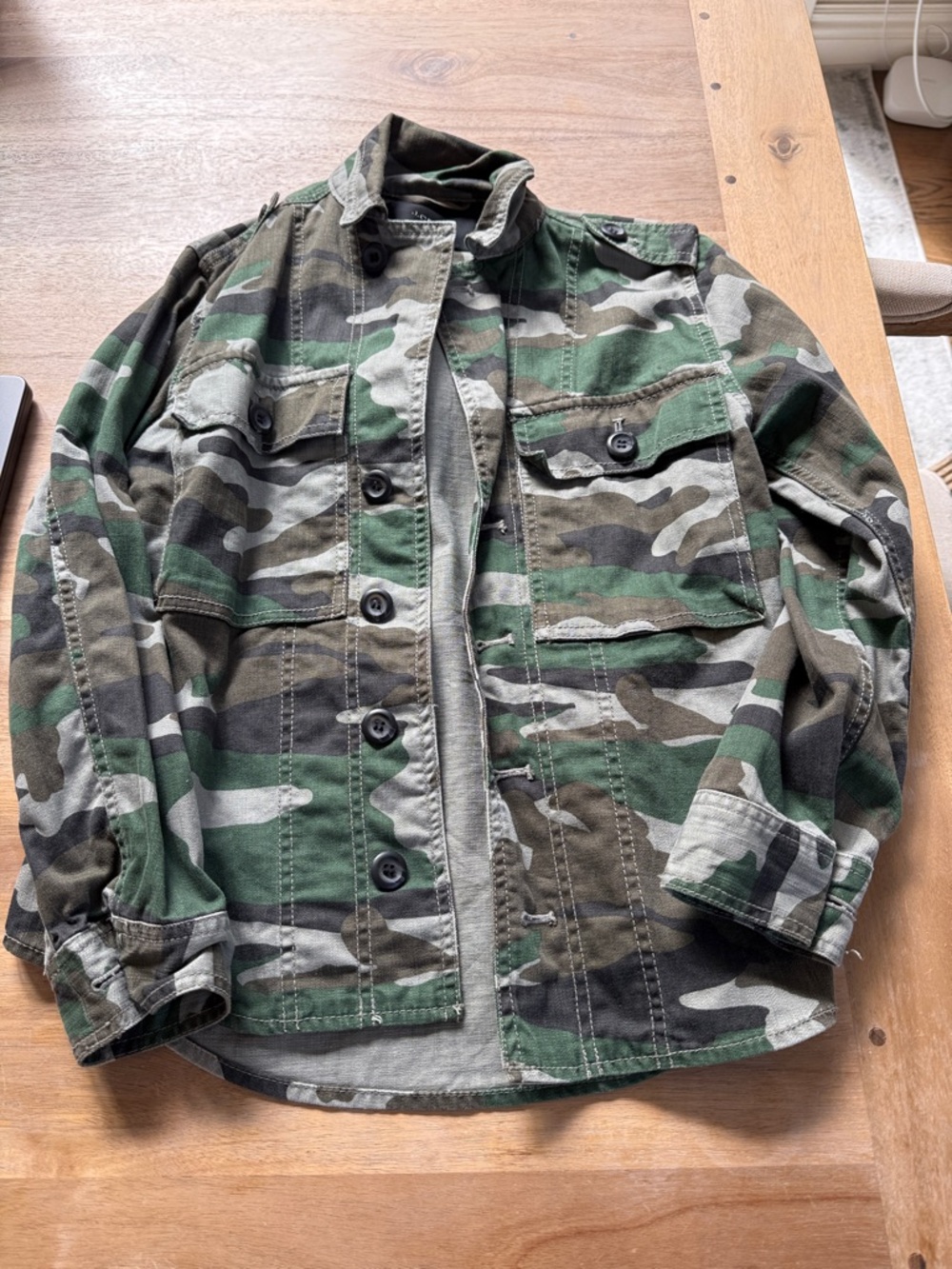 J. Crew Woodland Camo Button-Front Utility Jacket - Green/Brown